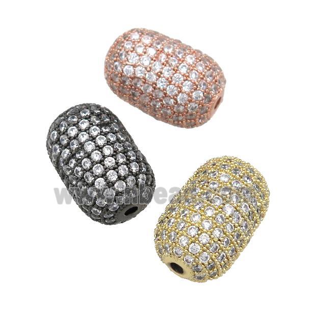 copper barrel Beads pave zircon, mixed