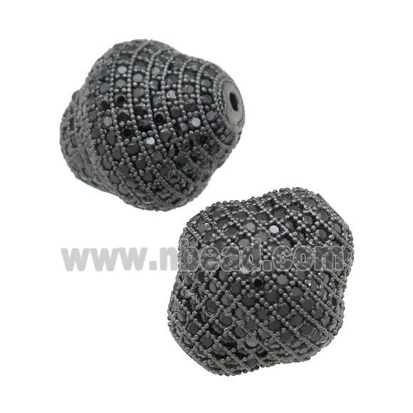 copper bicone Beads pave zircon, black plated