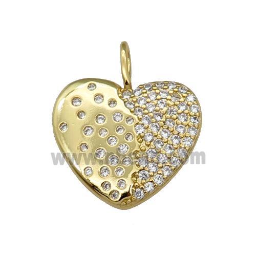 copper Heart pendant pave zircon, gold plated