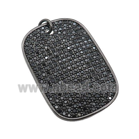 copper Rectangle pendant pave zircon, black plated