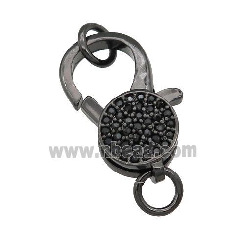 copper Lobster Clasp paved zircon, black plated