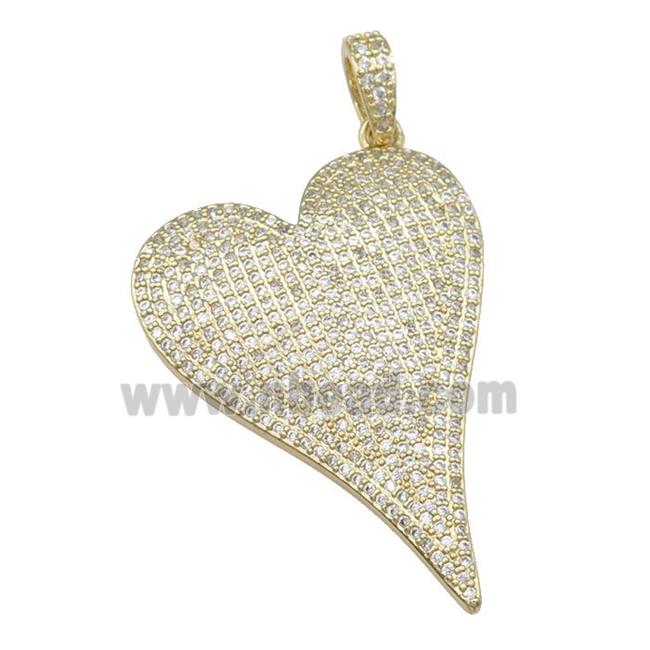 copper Heart pendant paved zircon, gold plated