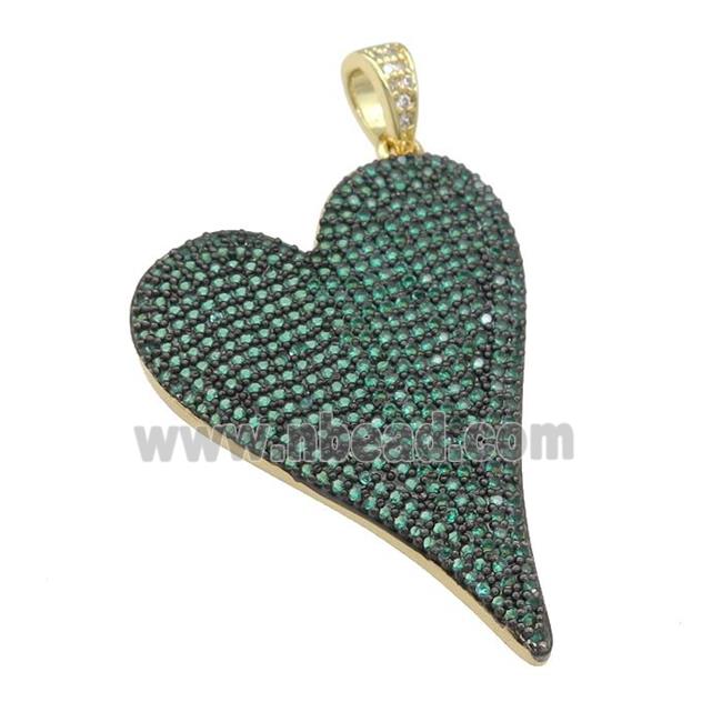 copper Heart pendant paved green zircon, gold plated