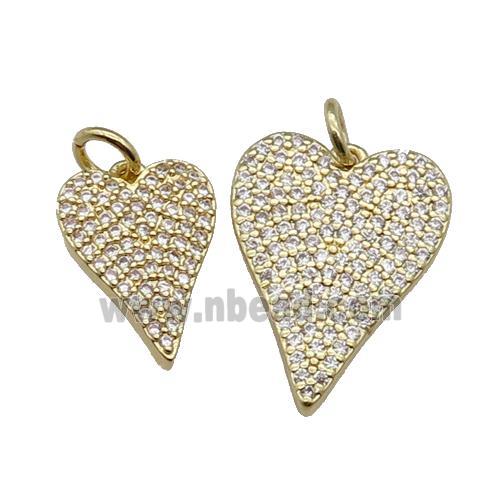 copper Heart pendant pave zircon, gold plated