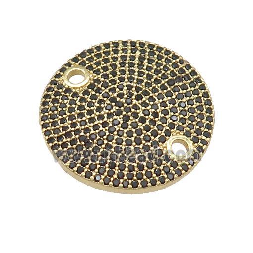 copper circle connector pave zircon, gold plated