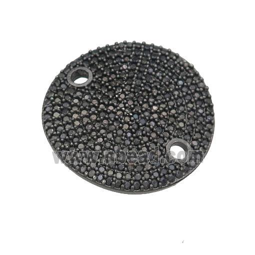 copper circle connector pave zircon, black plated