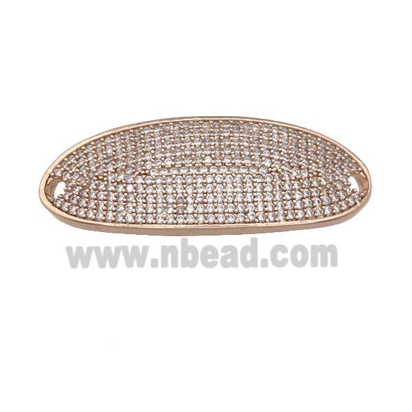 copper oval connector pave zircon, rose gold