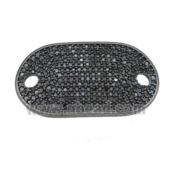 copper oval connector pave zircon, black plated