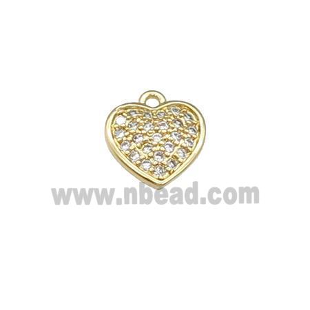 copper heart pendant pave zircon, gold plated