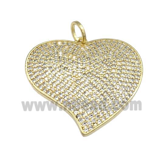 copper Heart pendant pave zircon, gold plated