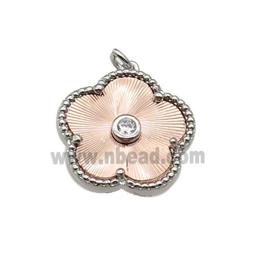 copper Flower pendant, rose gold