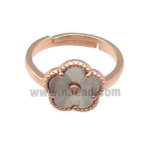 copper Flower Ring, adjustable, rose gold