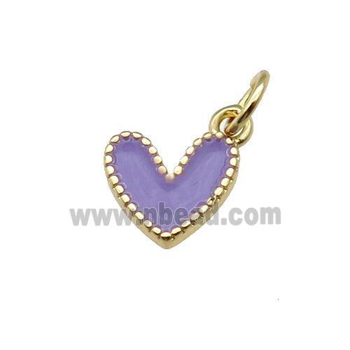 copper Heart pendant with lavender enamel, gold plated