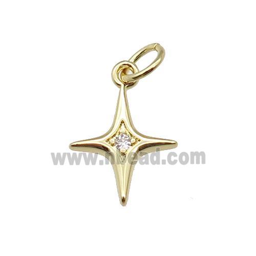 copper star pendant pave zircon, gold plated