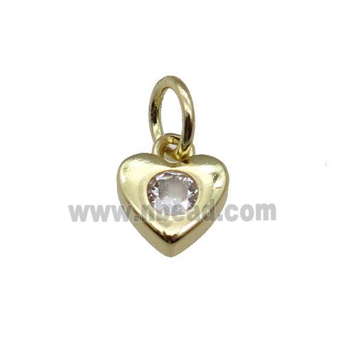 copper heart pendant pave zircon, gold plated