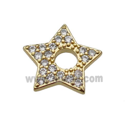 copper star pendant pave zircon, gold plated