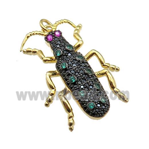 copper Ladybug pendant pave zircon, gold plated