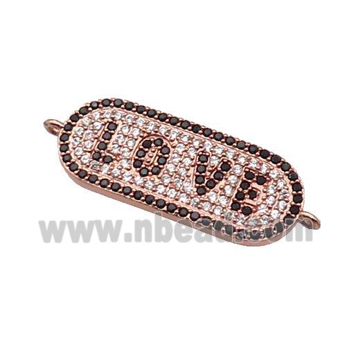 copper LOVE connector paved zircon, rose gold