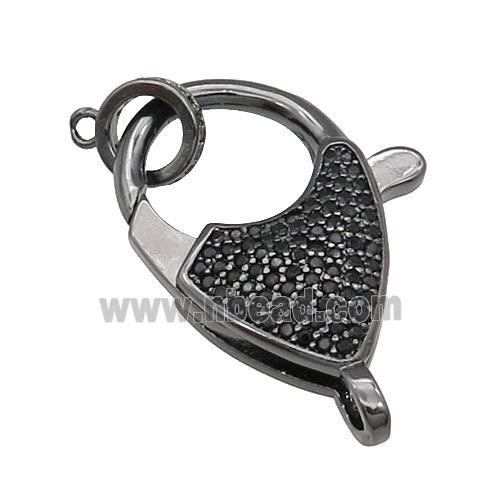 copper Lobster Clasp pave zircon, black plated