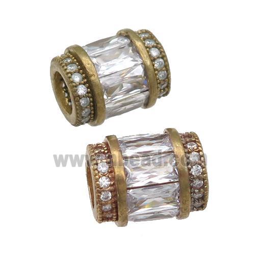 raw brass tube beads pave zircon, large hole