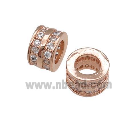 copper heishi beads pave zircon, rose gold