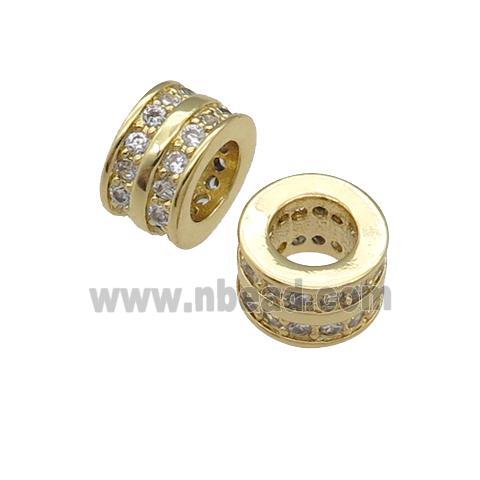 copper heishi beads pave zircon, gold plated