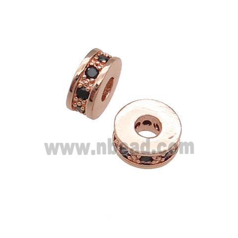 copper heishi beads pave zircon, rose gold