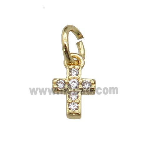 copper Cross pendant paved zircon, platinum plated