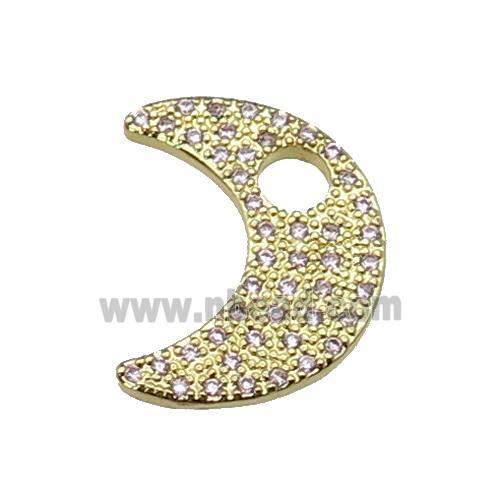 copper moon pendant pave zircon, gold plated