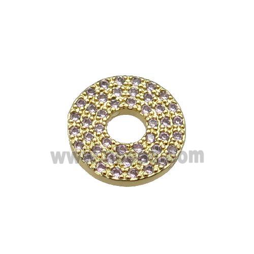 copper circle pendant pave zircon, gold plated