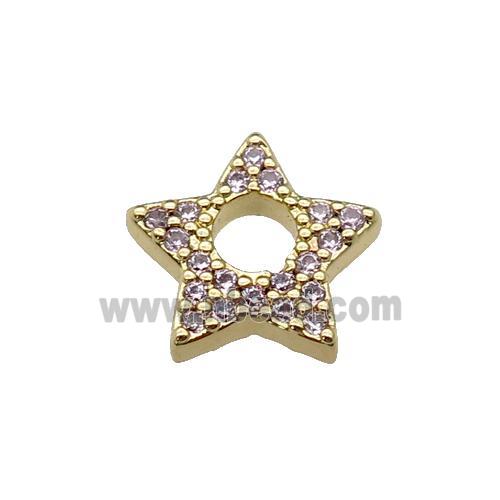 copper star pendant pave zircon, gold plated