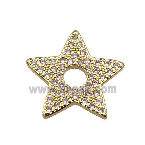 copper star pendant pave zircon, gold plated