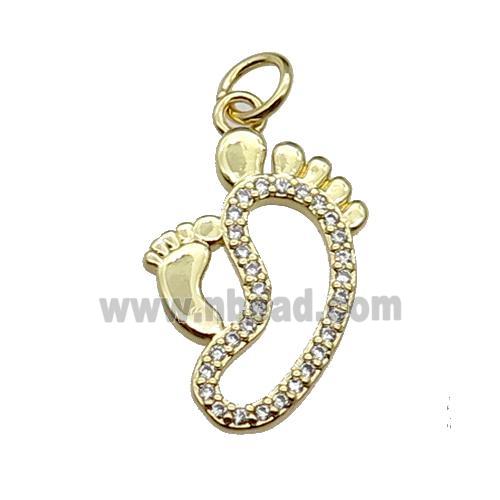 copper babyfeet pendant pave zircon, gold plated