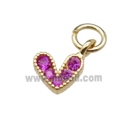 copper heart pendant pave zircon, gold plated