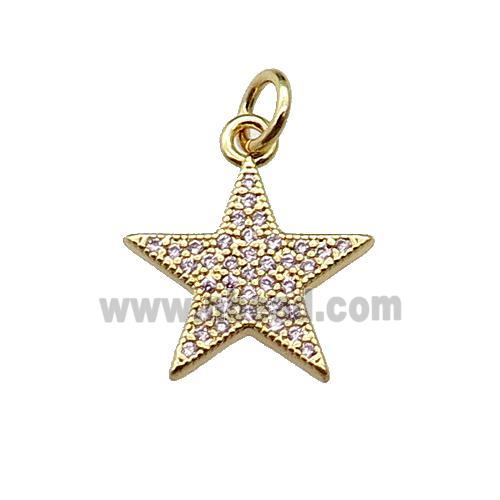 copper star pendant pave zircon, gold plated