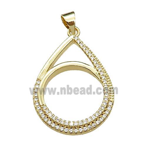 copper teardrop pendant pave zircon, gold plated