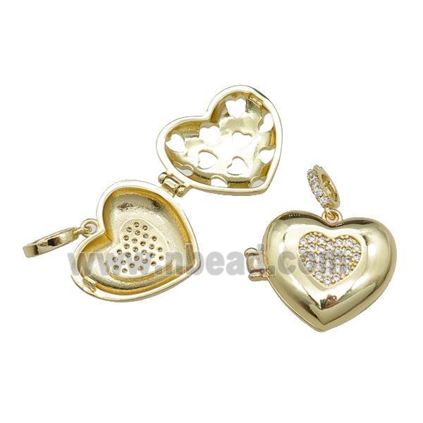 copper Heart wishbox pendant pave zircon, gold plated