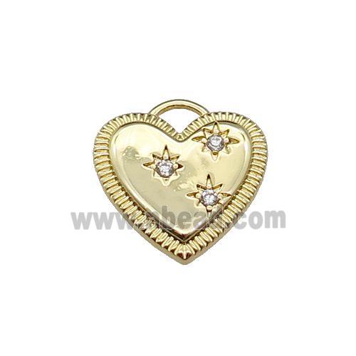 copper Heart pendant pave zircon, gold plated