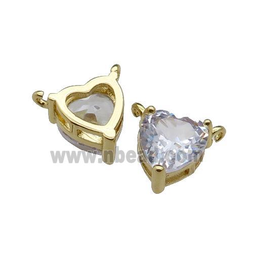 copper hear pendant pave zircon, gold plated