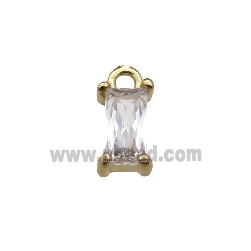 copper rectangle pendant pave zircon, gold plated