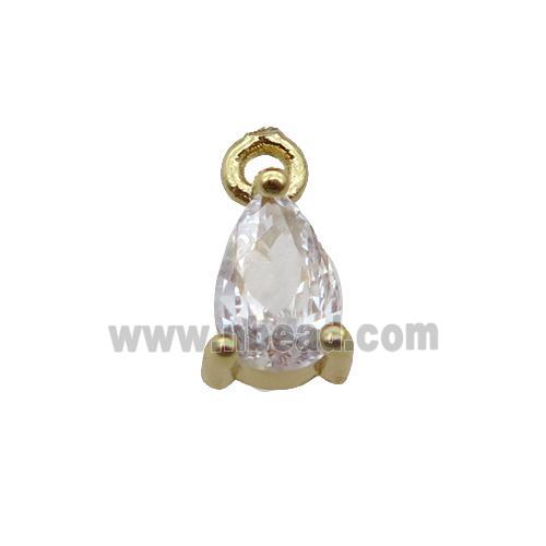 copper teardrop pendant pave zircon, gold plated