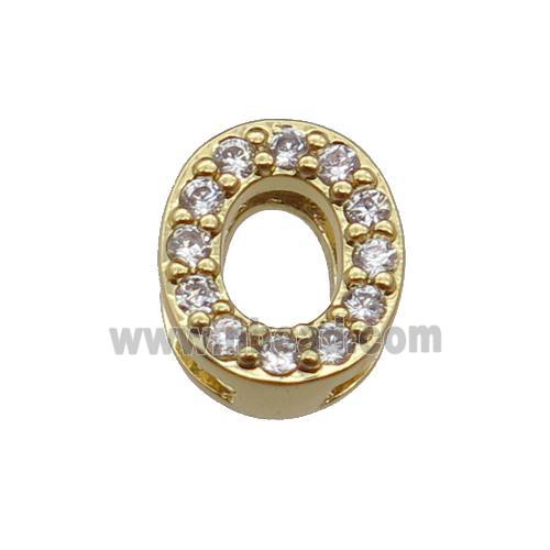 copper Number-0 Beads pave zircon, gold plated