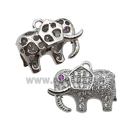 copper Elephant pendant pave zircon, platinum plated