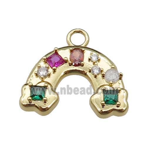 copper rainbow pendant pave zircon, gold plated