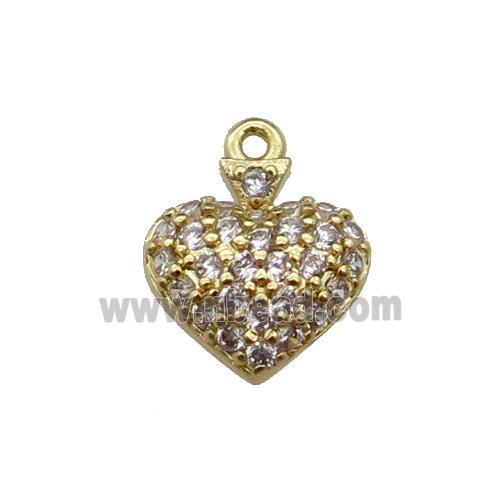 copper Heart pendant pave zircon, gold plated