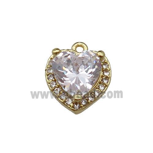 copper Heart pendant pave zircon, gold plated