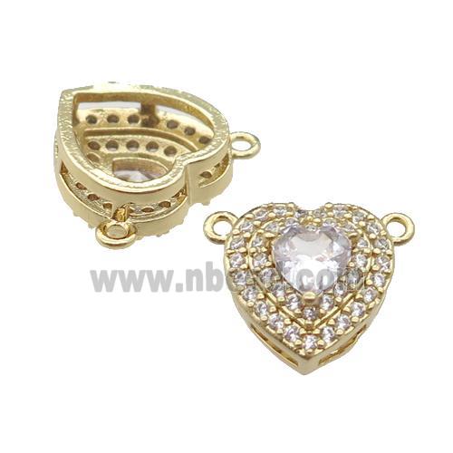 copper Heart pendant pave zircon with 2loops, gold plated