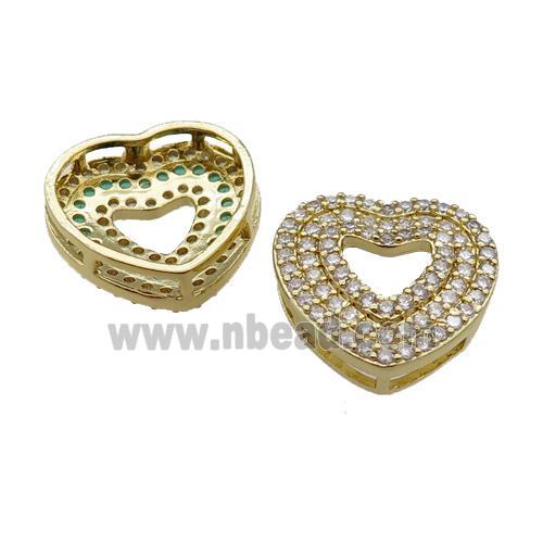 copper Heart pendant pave zircon, gold plated