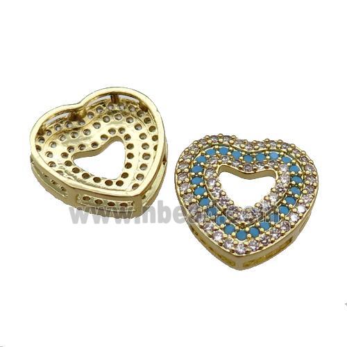 copper Heart pendant pave zircon, gold plated