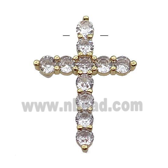 copper Cross pendant pave zircon, gold plated